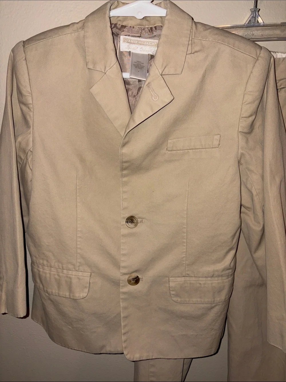 Janie and Jack Beige Cotton Chinos Suit Set